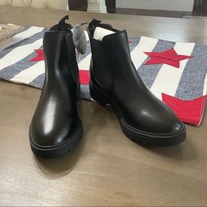 Gap Kids Black Ankle Boots Size 5 New Memory Foam Insole Faux Leather